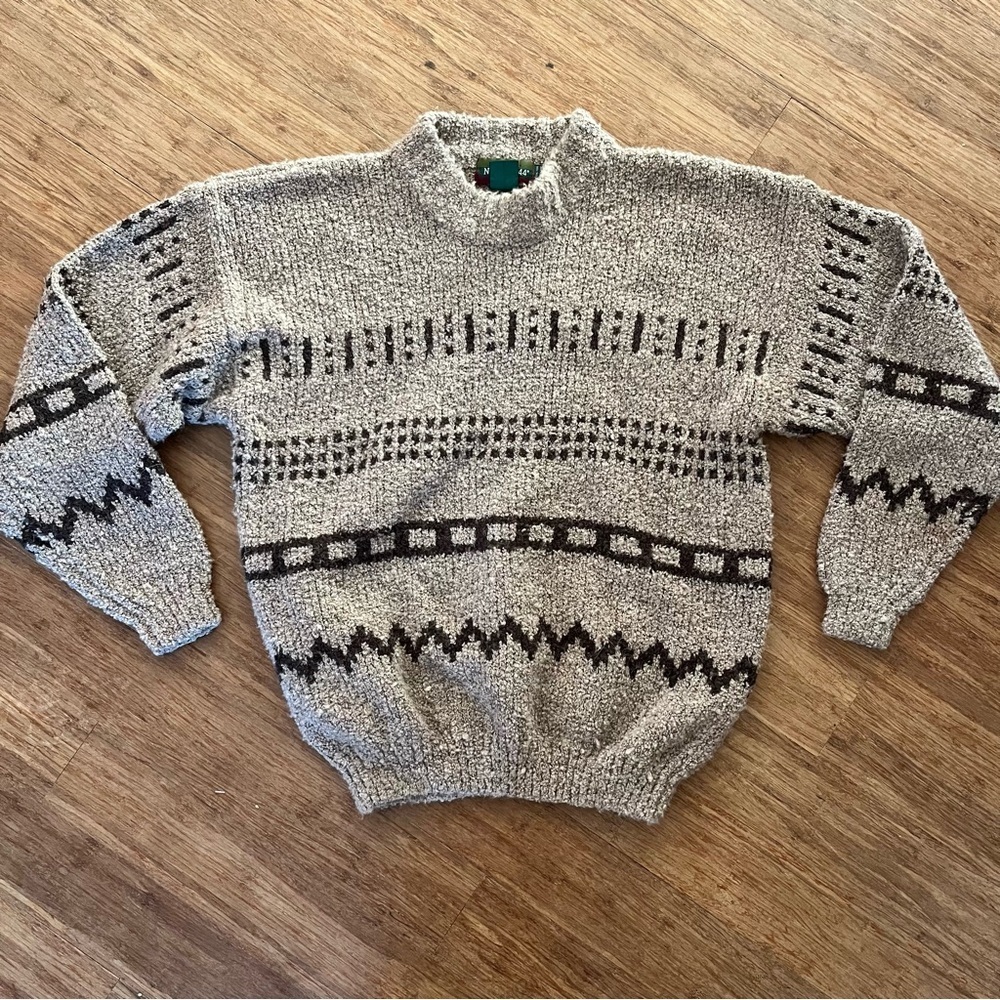 VINTAGE North 44° Italian Yarn Cashmere & Wool Blend Geometric Sweater - Medium